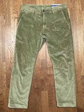 Jacob Cohen Bobby Slim Chino Corduroy Green Slim Fit Pants Mens 34